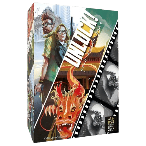 Jeu Unlock! Epic Adventures : dragon rouge, duo d'espions et pellicule de film. Lauréat As d'Or 2017.
