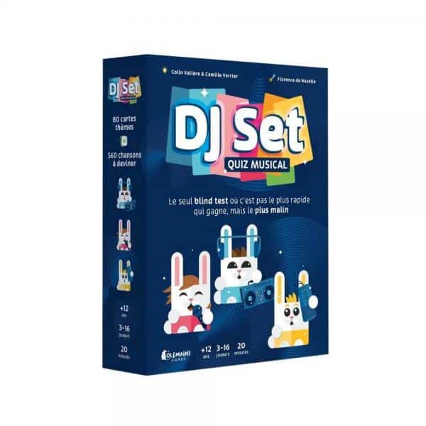Jeu DJ Set Quiz Musical, boite bleue. Lapins musiciens. 560 chansons à deviner. Blind test où « pas le plus rapide gagne, mais le plus malin.»