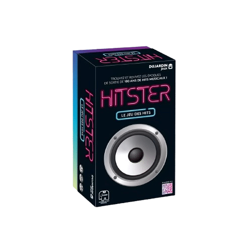 Jeu de société Hitster Dujardin : le jeu des hits pour deviner les époques de 100 ans de succès musicaux.