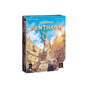 Boîte du jeu Akropolis Pantheon par Gigamic : construction d'une statue de Zeus dans la Grèce antique.