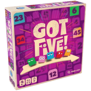 Boîte du jeu Got Five! de Yoann Levet : jeu de société coloré avec chiffres et personnages rigolos, dès 8 ans.