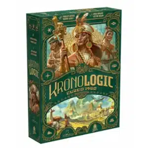 Boîte du jeu Kronologic Cuzco 1450 illustrant une reine inca avec un sceptre devant une cité des Andes.