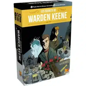 Jeu de société Les Secrets de Warden Keene par Bombyx : enquête mystérieuse avec personnages, fantôme et cimetière.
