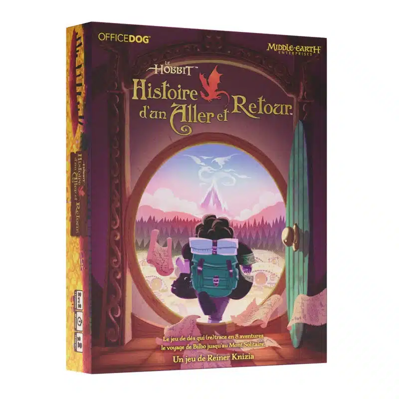Boîte du jeu Le Hobbit : Histoire d'un Aller et Retour de Reiner Knizia. Bilbo part à l'aventure vers le Mont Solitaire.