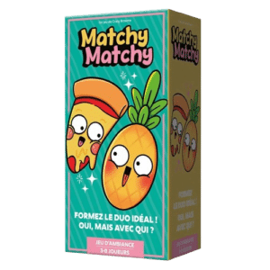 Jeu Matchy Matchy : pizza et ananas animés. Formez le duo idéal ! Oui, mais avec qui ? Jeu d'ambiance 3-8 joueurs.