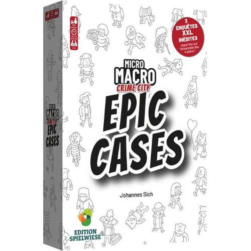 MicroMacro Crime City Epic Cases, jeu de société avec 3 enquêtes XXL inédites par Johannes Sich, Edition Spielwiese.