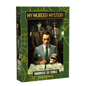Couverture de My Murder Mystery: Monnaie de Singe par Emanuele Briano. Un homme et des personnages aux masques d'animaux.