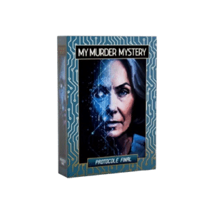 Boîte du jeu My Murder Mystery, Protocole Final, montrant un visage féminin et des circuits numériques bleus et dorés.
