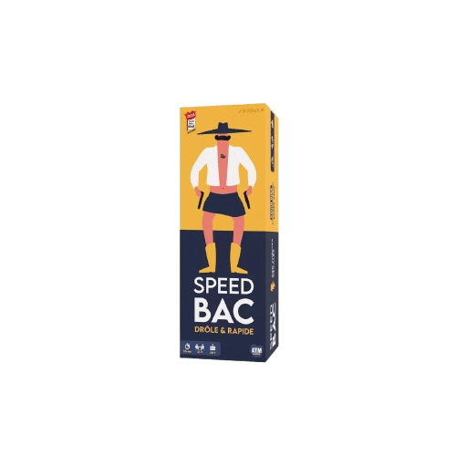 Jeu de société Speed Bac Drôle & Rapide de ATM Gaming illustré par un cow-boy stylisé et humoristique.