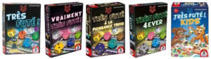 Collection complète des jeux de société Très Futé, Vraiment Très Futé, À La Puissance Trois, 4Ever et Kids par Schmidt.