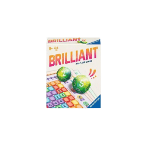 Jeu de société Brilliant de Ralf zur Linde chez Ravensburger avec dés verts et grille colorée, dès 8 ans.