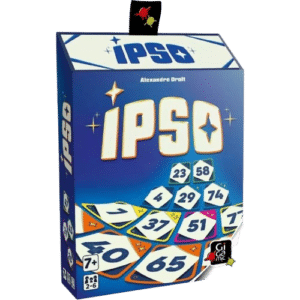 Jeu de société IPSO de Gigamic par Alexandre Droit, boîte bleue illustrée de cartes numérotées pour 2 à 6 joueurs.