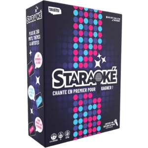 Boîte du jeu Staraké par Tailemi : Chante en premier pour gagner ! Plus de 350 mots, thèmes et artistes inclus.