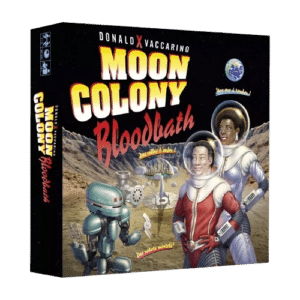 Boîte du jeu Moon Colony Bloodbath : astronautes et robot mortel sur la Lune par Donald X. Vaccarino.