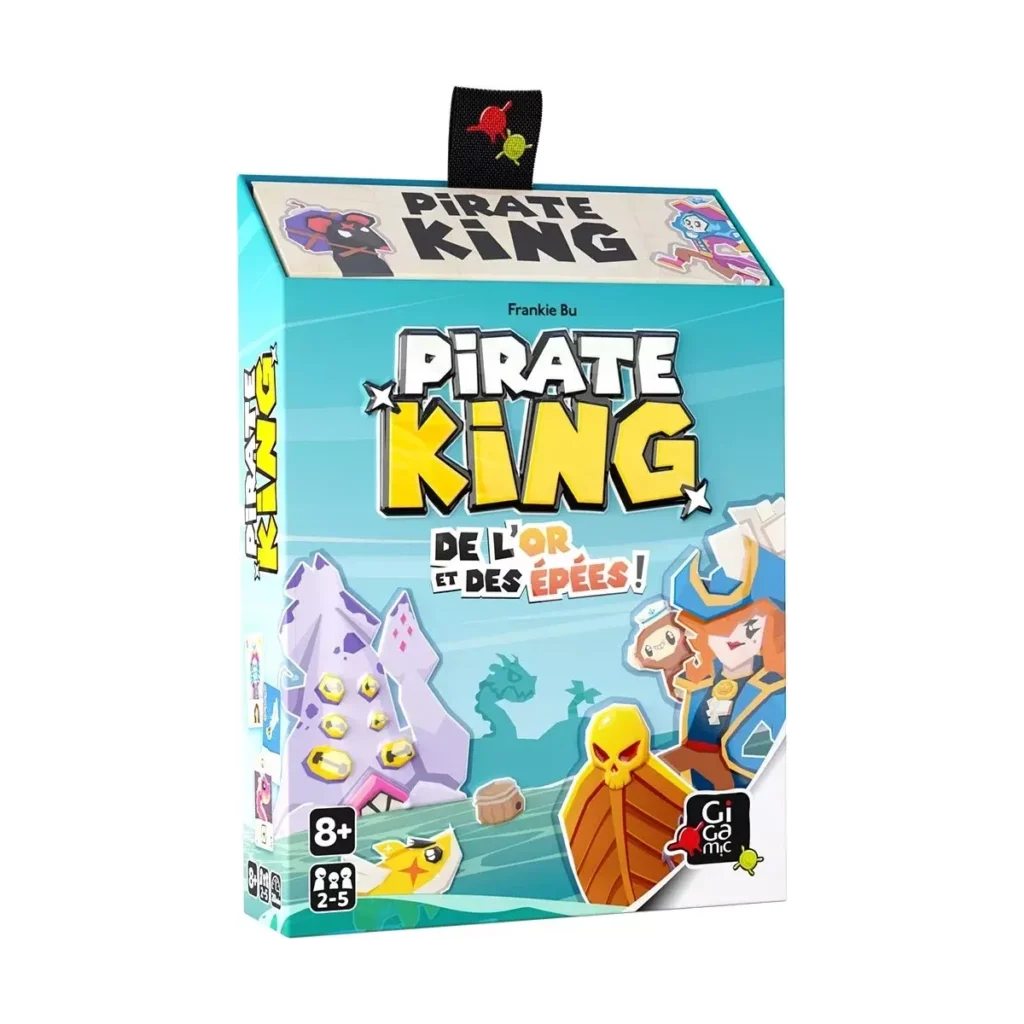 Jeu de société Pirate King : De l'or et des épées ! par Gigamic. Boîte illustrée d'aventure pirate dès 8 ans.