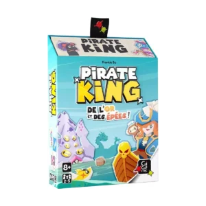 Jeu de société Pirate King : De l'or et des épées ! par Gigamic. Boîte illustrée d'aventure pirate dès 8 ans.