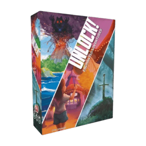 Boîte du jeu Unlock! Enchanted Adventures montrant un volcan, une fête foraine et une épée dans la pierre.