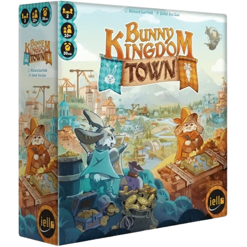 Jeu de société Bunny Kingdom Town de Richard Garfield chez iello : lapins bâtisseurs dans un univers fantastique.